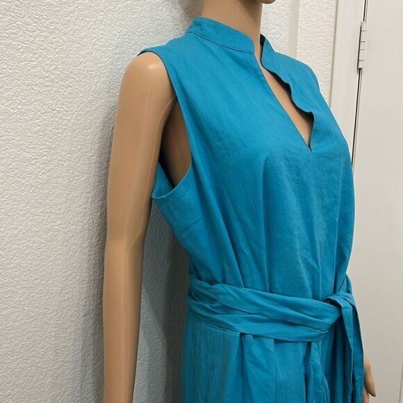 ANNE KLEIN Vera Tie Front Dress Calypso Turquoise Blue Sz 1X VNeck Sleeveless - Picture 10 of 15